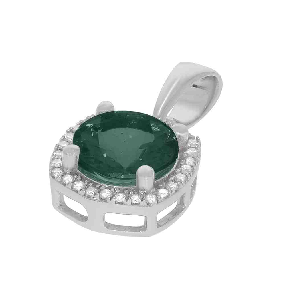 Emerald and Diamond Halo Stud Pendant PD31345A EMERALD